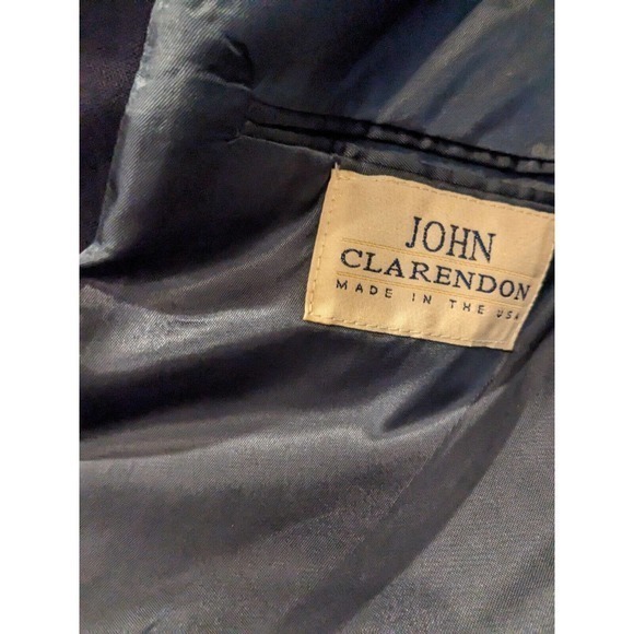Mens Blazer Sport coat John Clarendon Dark Blue 100% wool approx 46 - Picture 3 of 5